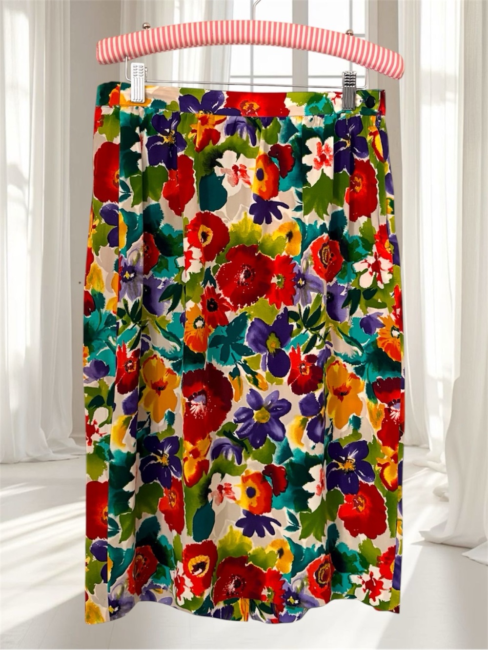 VTG Pat Argenti Floral Silk Pencil Skirt Size 8